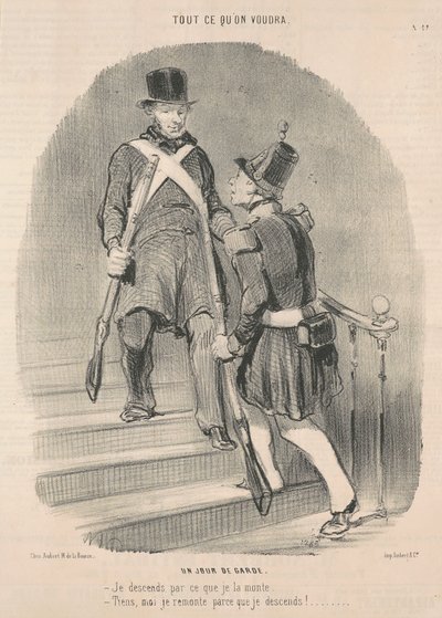 Een dag van wacht door Honoré Daumier