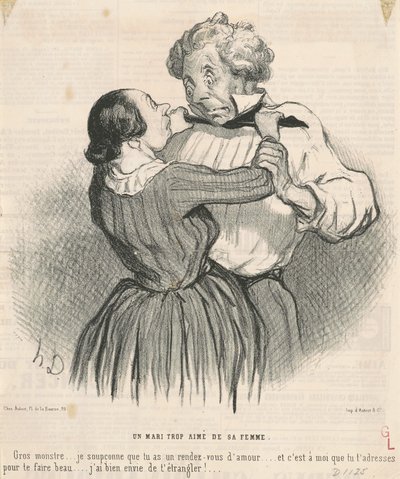 Een Man te Veel Geliefd door Zijn Vrouw door Honoré Daumier
