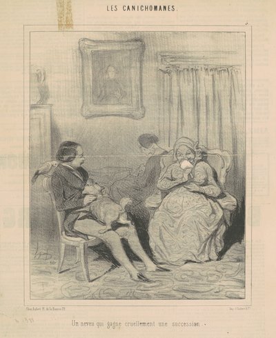 Een neef die wreed een erfenis wint door Honoré Daumier