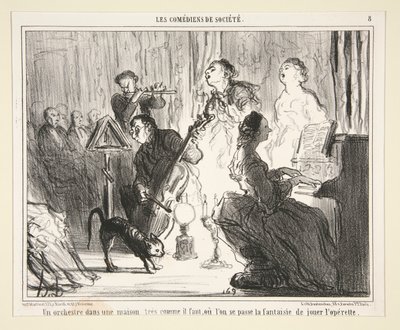 Een orkest in een huis door Honoré Daumier