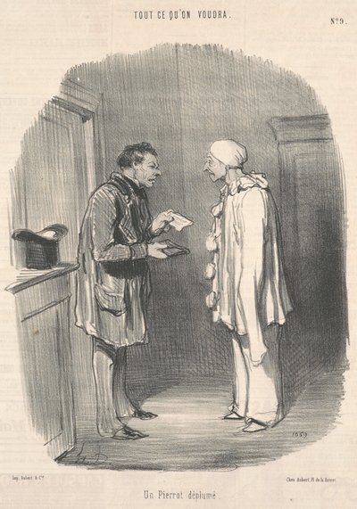 Een Kaalgeplukte Pierrot door Honoré Daumier