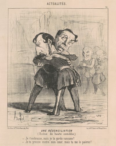 Een verzoening, scène van hoge komedie door Honoré Daumier