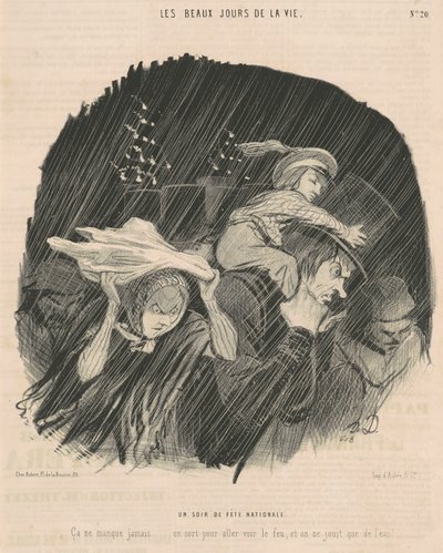 Een avond van nationale feestdag door Honoré Daumier