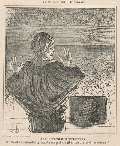 Een avond van eerste voorstelling door Honoré Daumier