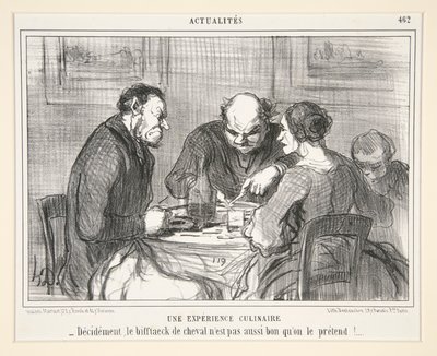 Een culinaire ervaring: Beslist, de paardenbiefstuk niet door Honoré Daumier