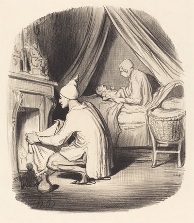 Een onrustige nacht door Honoré Daumier