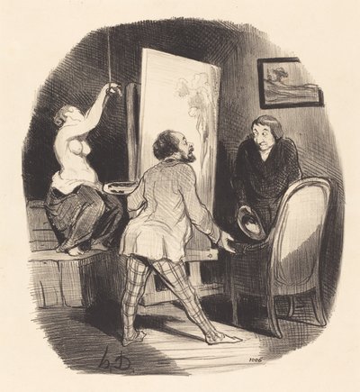 Een Moeilijke Positie door Honoré Daumier