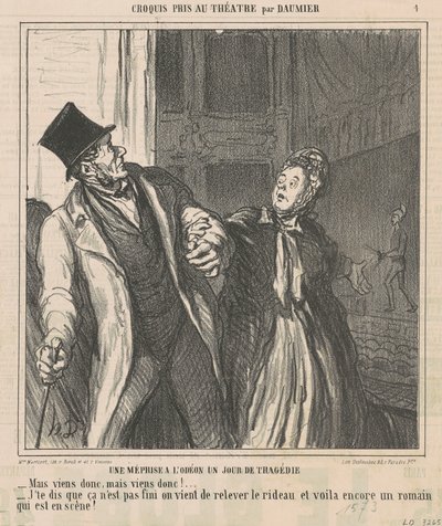 Een vergissing in het Odéon door Honoré Daumier