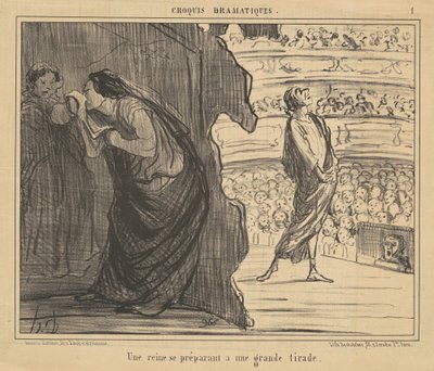 Een Koningin die zich Voorbereidt op een Grote Tirade door Honoré Daumier