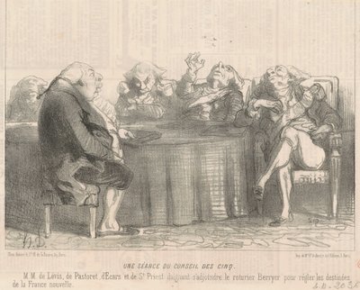 Een zitting van de raad van vijf door Honoré Daumier