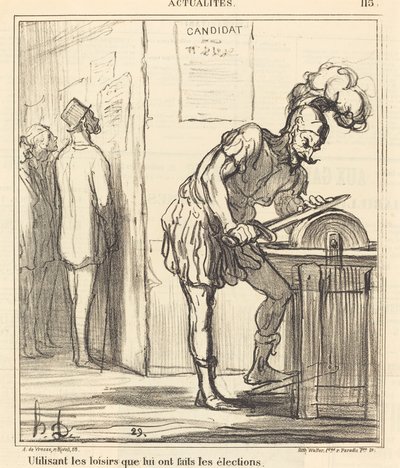 Gebruikmakend van de vrije tijd... door Honoré Daumier
