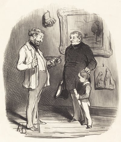 Daar is mijn kleintje... als hij niet genoeg middelen heeft... door Honoré Daumier