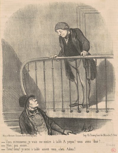 Verontschuldigt u mij: ik ga aan tafel ... door Honoré Daumier