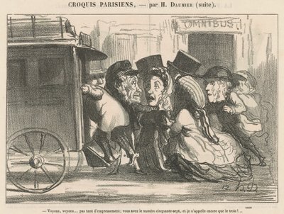 Laten we zien... niet zo haastig... door Honoré Daumier