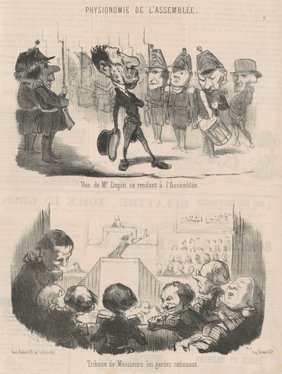 Uitzicht op M. Dupin die naar de vergadering gaat door Honoré Daumier