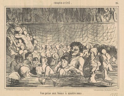 Gezicht genomen bij de baden voor vier sous door Honoré Daumier
