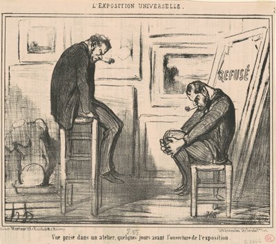 Gezicht genomen in een atelier door Honoré Daumier