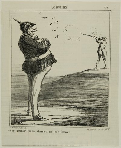 "-Wat een schande dat ik niet mag gaan jagen," bord 180 van Actualitiés door Honoré Victorin Daumier