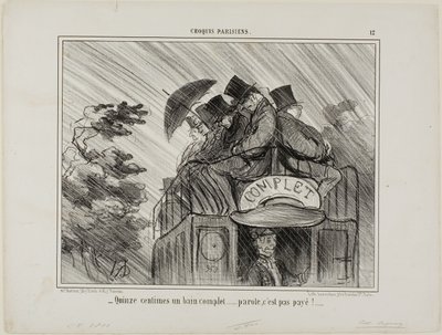 "- Slechts 15 cent voor een volledig bad.... wat een deal!," plaat 12 van Croquis Parisiens door Honoré Victorin Daumier