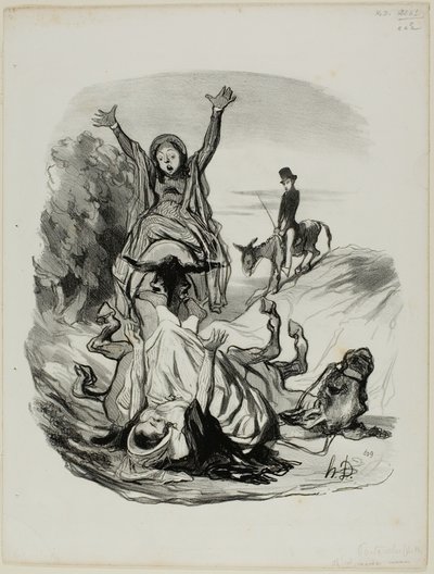 "- Oh mijn God, Mama, mama!........ In hemelsnaam..... mijn dochter, mijn dochter!!!," plaat 26 uit Pastorales door Honoré Victorin Daumier
