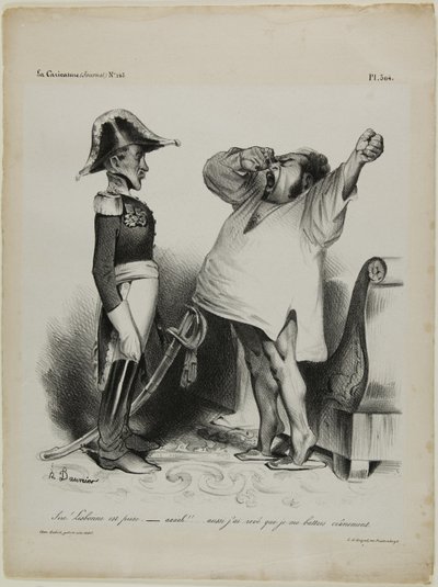 "Sire! Lissabon is veroverd. - aaaah!!.. en ik droomde dat ik moedig had gevochten!" plaat 304 door Honoré Victorin Daumier
