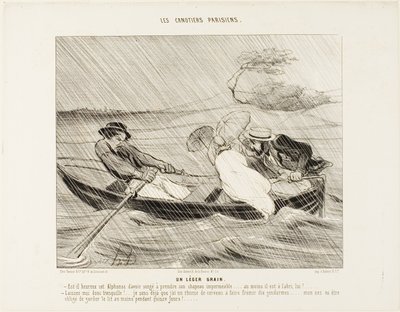 Een lichte rukwind (Un leger grain), plaat 8 uit De Parijse schippers (Les canotiers Parisiens) door Honoré Victorin Daumier
