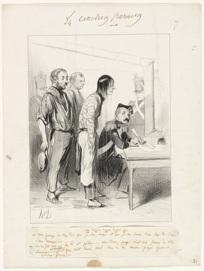 Een man tegen zijn wil gered, plaat zeven uit Les Canotiers Parisiens door Honoré Victorin Daumier
