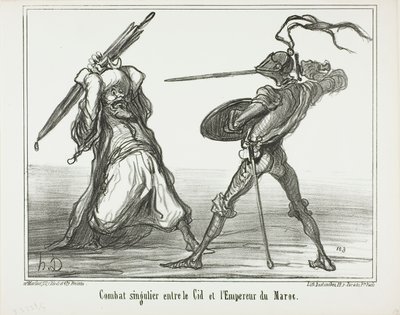 Een ongewoon gevecht tussen El Cid en de keizer van Marokko, plaat 117 uit Actualités door Honoré Victorin Daumier