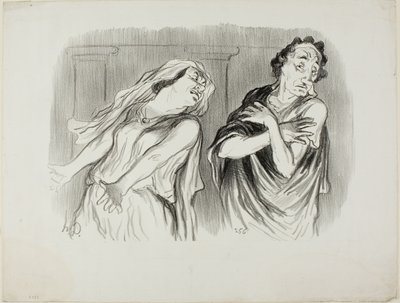 Andromache. "Ons familie lot was een meedogenloze dood, mijn man werd gemarteld tot het einde van zijn adem," plaat 6 uit Physionomies Tragiques door Honoré Victorin Daumier