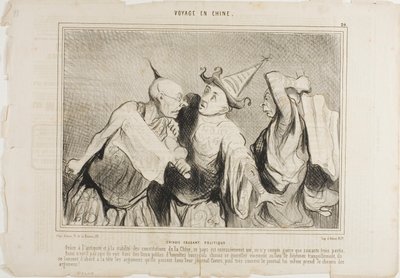 Chinese praatpolitiek. Dankzij de oudheid en de stabiliteit van de grondwet van China is dit land extreem verenigd... het telt slechts iets meer dan 63 politieke partijen. Vaak zie je Chinese burgers heftig discussiëren op openbare door Honoré Victorin Daumier