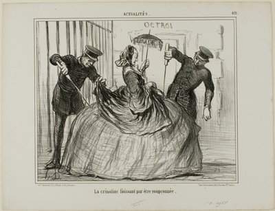 Crinolines worden ineens verdacht, bord 419 van Actualités door Honoré Victorin Daumier