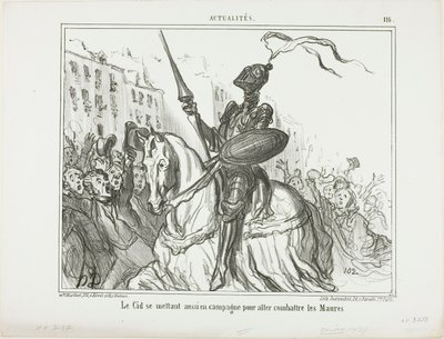 El Cid gaat ook het veld op om tegen de Moren te vechten, plaat 116 van Actualités door Honoré Victorin Daumier