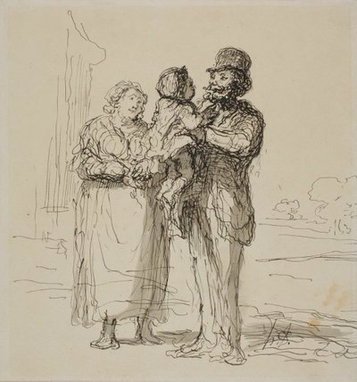 Familiescène door Honoré Victorin Daumier