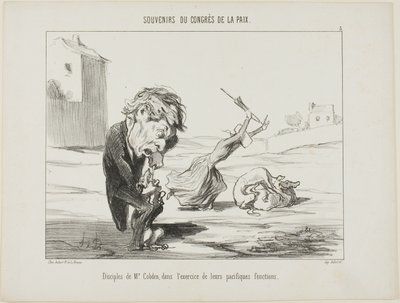 Volgelingen van Mr. Cobden die hun vreedzame functies uitoefenen, plaat 5 van Souvenirs Du Congres De La Paix door Honoré Victorin Daumier
