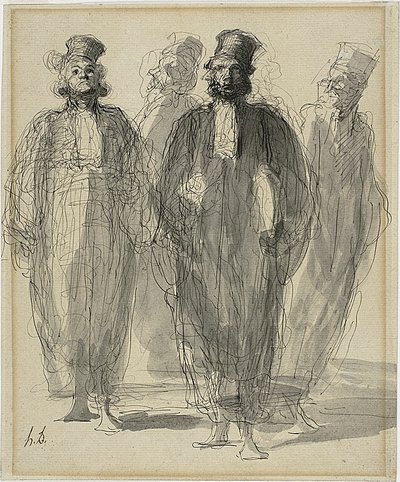 Vier advocaten door Honoré Victorin Daumier