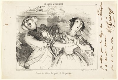 De geneugten van Carpentras aan het publiek laten zien, plaat 16 van Croquis Musicaux door Honoré Victorin Daumier