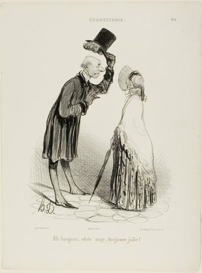 "Hallo, Angel, altijd mooi...," plaat 3 van Coquetterie door Honoré Victorin Daumier