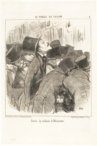Voor de schilderijen van Meissonnier, plaat 3 uit Le Public Du Salon door Honoré Victorin Daumier