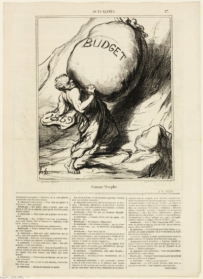 Net als Sisyphus, plaat 27 uit Actualités door Honoré Victorin Daumier