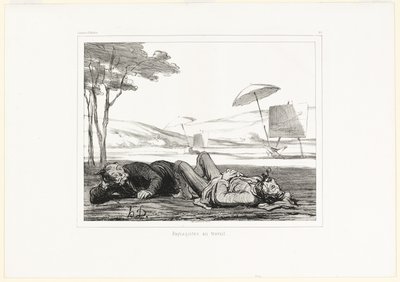 Landschapschilders aan het werk, plaat 309 uit Souvenirs d