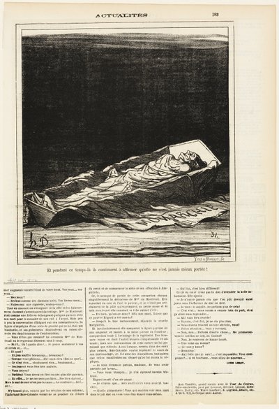 Ondertussen blijven ze volhouden dat ze nog nooit zo goed is geweest, plaat 183 van Actualités door Honoré Victorin Daumier