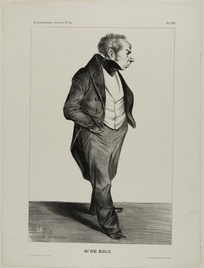 Mr. De Rign, bord 333 van Cartooning Celebrities door Honoré Victorin Daumier