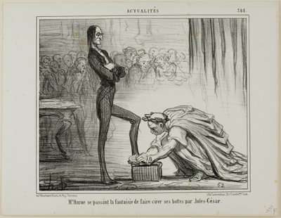 Meneer Hume fantaseert over Julius Caesar die zijn laarzen poetst, plaat 388 uit Actualités door Honoré Victorin Daumier
