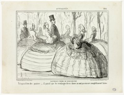Nieuwe mode van de halve wereld. Terugkeer van de manden - het lijkt erop dat deze dames nog niet helemaal klaar zijn met hun oogst, plaat 295 van Actualités door Honoré Victorin Daumier