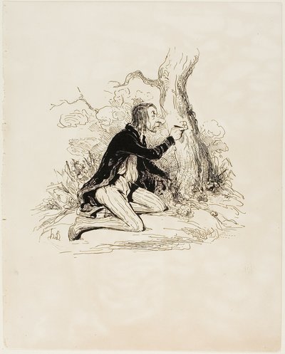 Arme jongeman! Nog één brief en zijn morele situatie zou volkomen duidelijk worden, plaat 1 uit Sentimens Et Passionsa door Honoré Victorin Daumier
