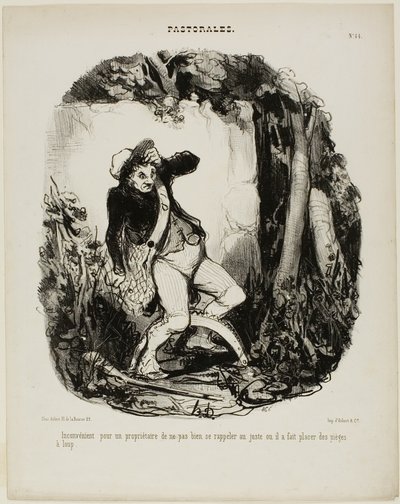 Nogal gênant als je niet meer weet waar je de wolvenvallen hebt verstopt, plaat 44 van Pastorales door Honoré Victorin Daumier