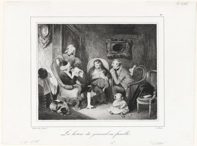De krant lezen in de familiekring door Honoré Victorin Daumier