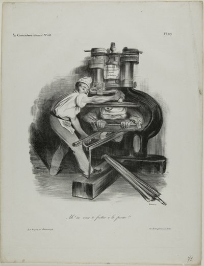 "Dus je wilt je met de pers bemoeien!", zei plaat 319. door Honoré Victorin Daumier