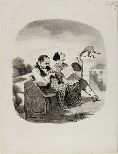 The Advantage of Sharing the Fresh Air on an Italian Terrace Together with a Great Number of Insects, plaat 42 uit Pastorales door Honoré Victorin Daumier
