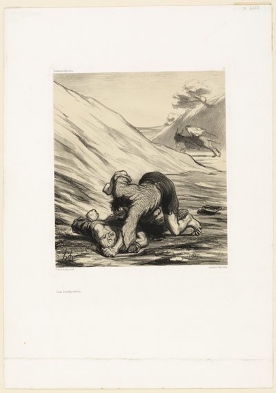 De ezel en twee dieven, plaat 75 uit Souvenirs van kunstenaars door Honoré Victorin Daumier